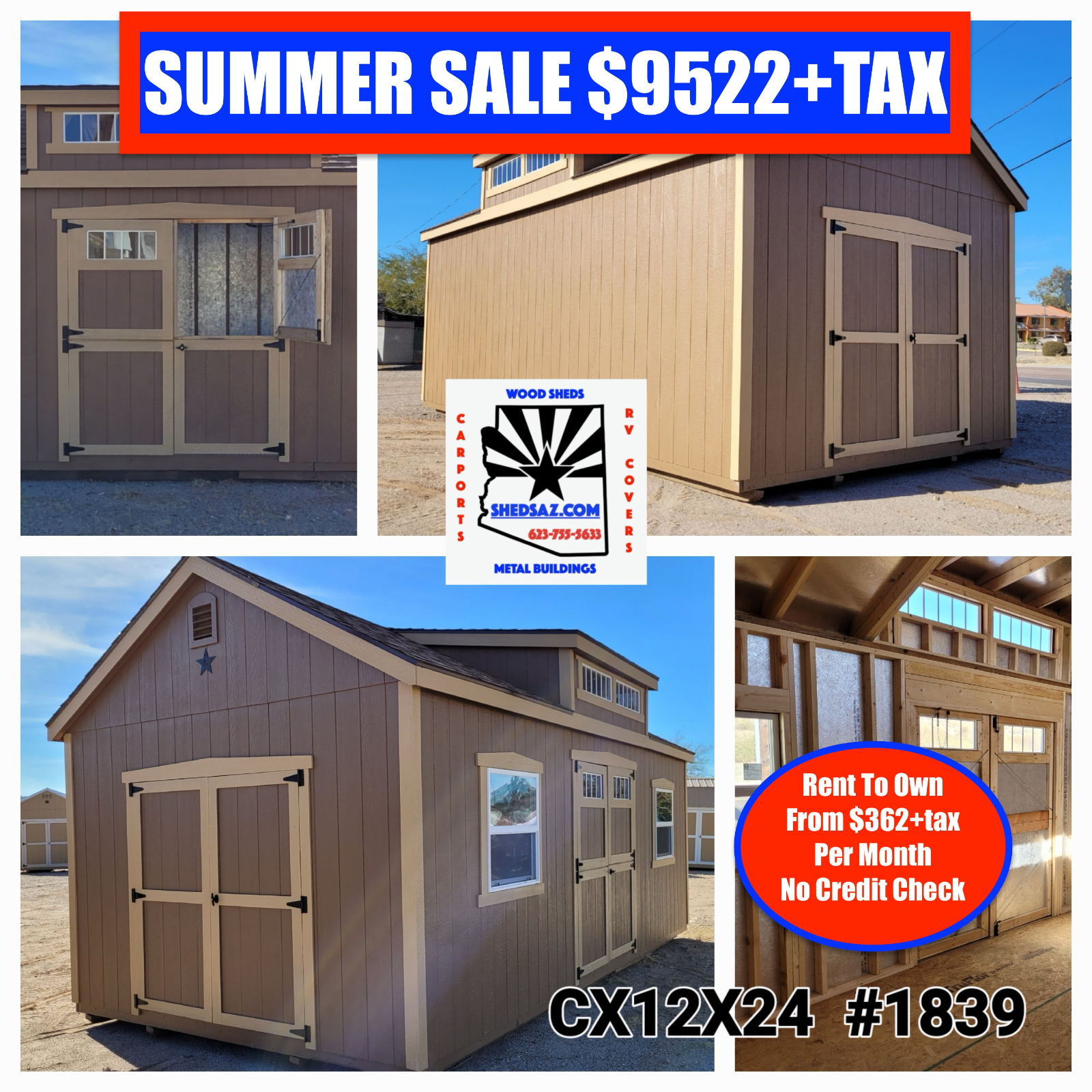 12' x 24' Multi-Use Storage Building 12x24 with A-Frame Roof in Wickenburg, AZ for sale in Wickenburg, AZ