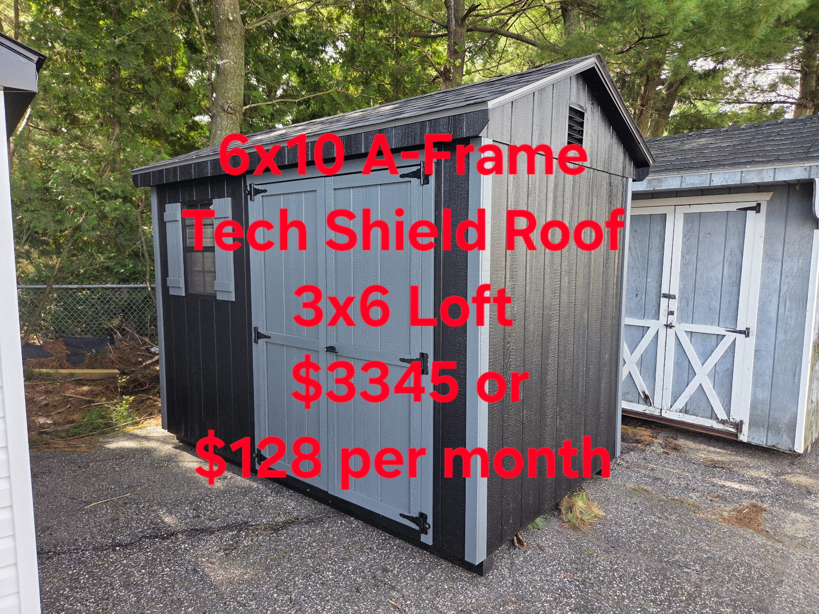 6' x 10' Lofted A-Frame Shed 6x10 for Compact Tool Storage in Burlington, NJ for sale in Burlington, NJ
