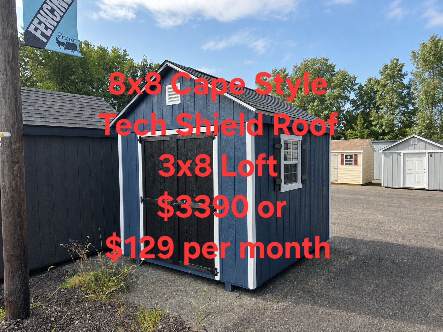 8' x 8' Lofted 8x8 Shed for Compact Tool Storage in Burlington, NJ for sale in Burlington, NJ