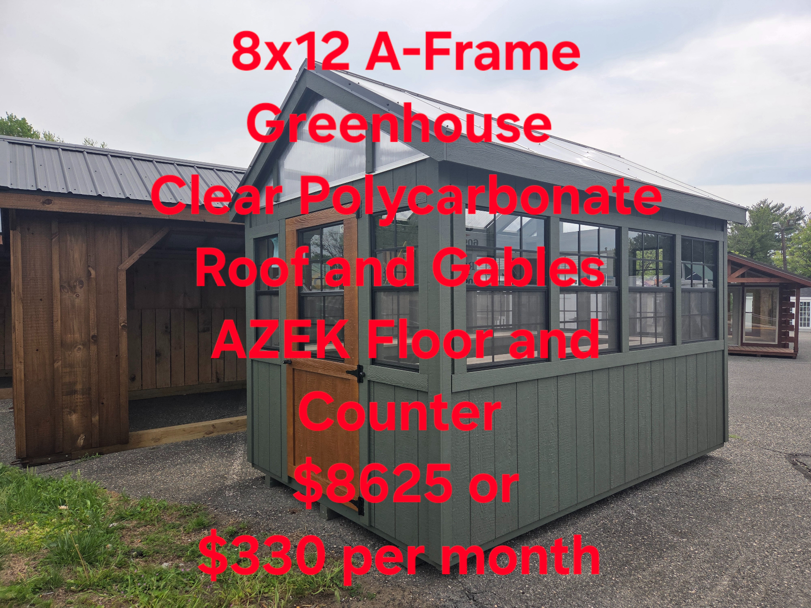 8' x 12' A-Frame Greenhouse with Azek Floor & Counter in Burlington, NJ for sale in Burlington, NJ