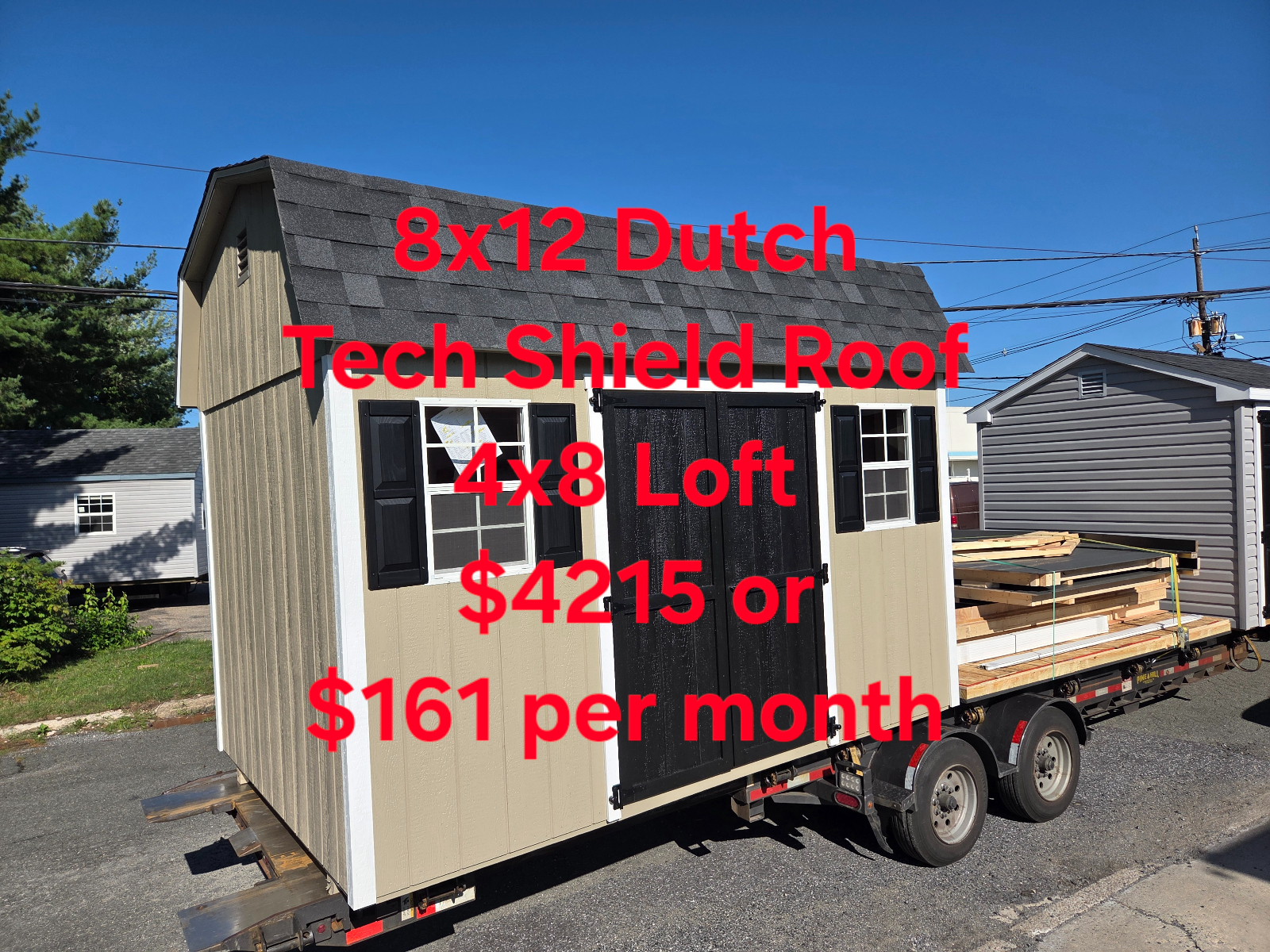 8' x 12' Lofted Dutch Barn Shed 8x12 for Compact Tool Storage in Burlington, NJ for sale in Burlington, NJ