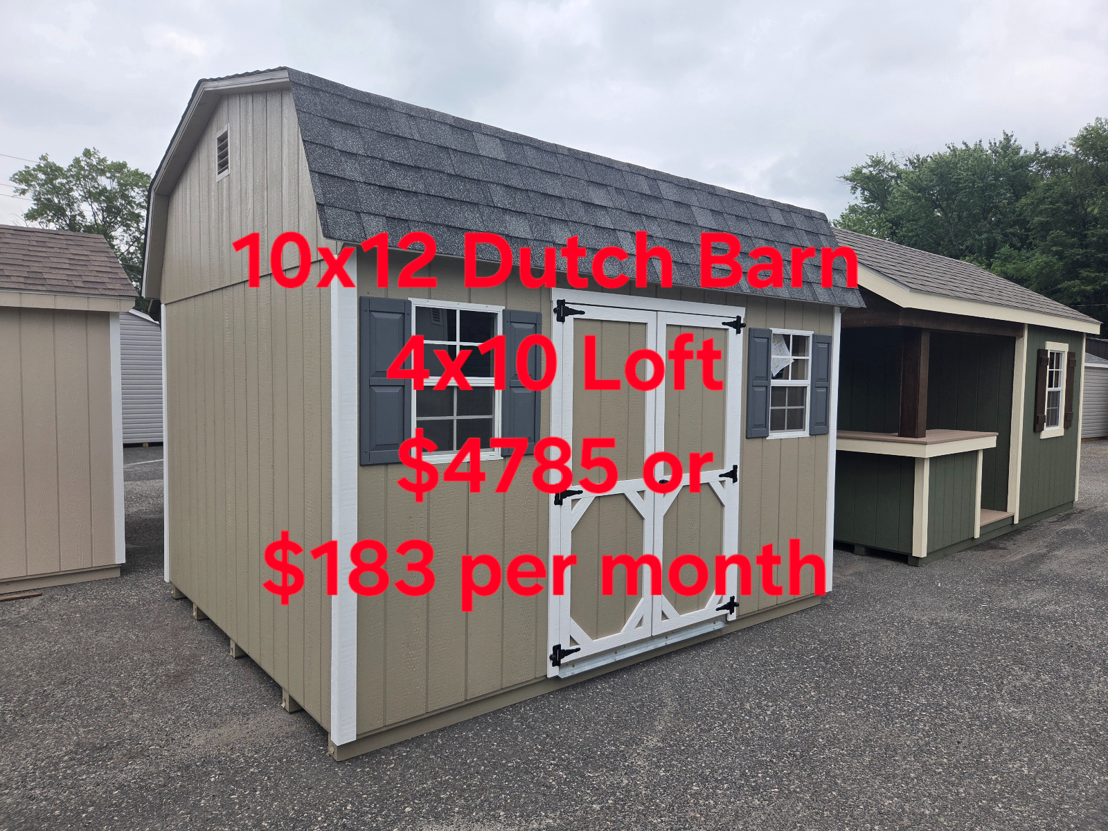 10' x 12' Lofted Dutch Barn Shed 10x12 for Efficient Tool Storage in Burlington, NJ for sale in Burlington, NJ