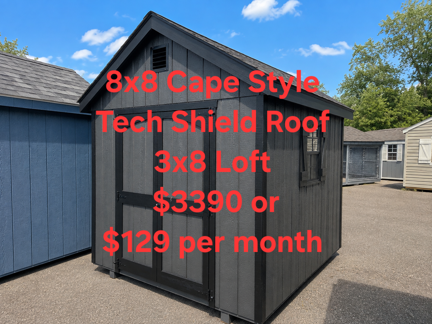 8' x 8' Lofted 8x8 Shed for Compact Tool Storage in Burlington, NJ for sale in Burlington, NJ