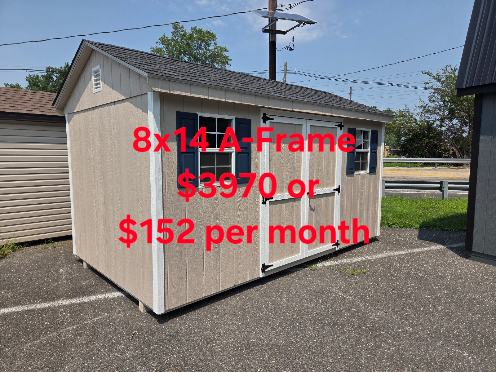 8' x 14' 8x14 A-Frame Shed for Compact Garden Equipment Storage in Burlington, NJ for sale in Burlington, NJ